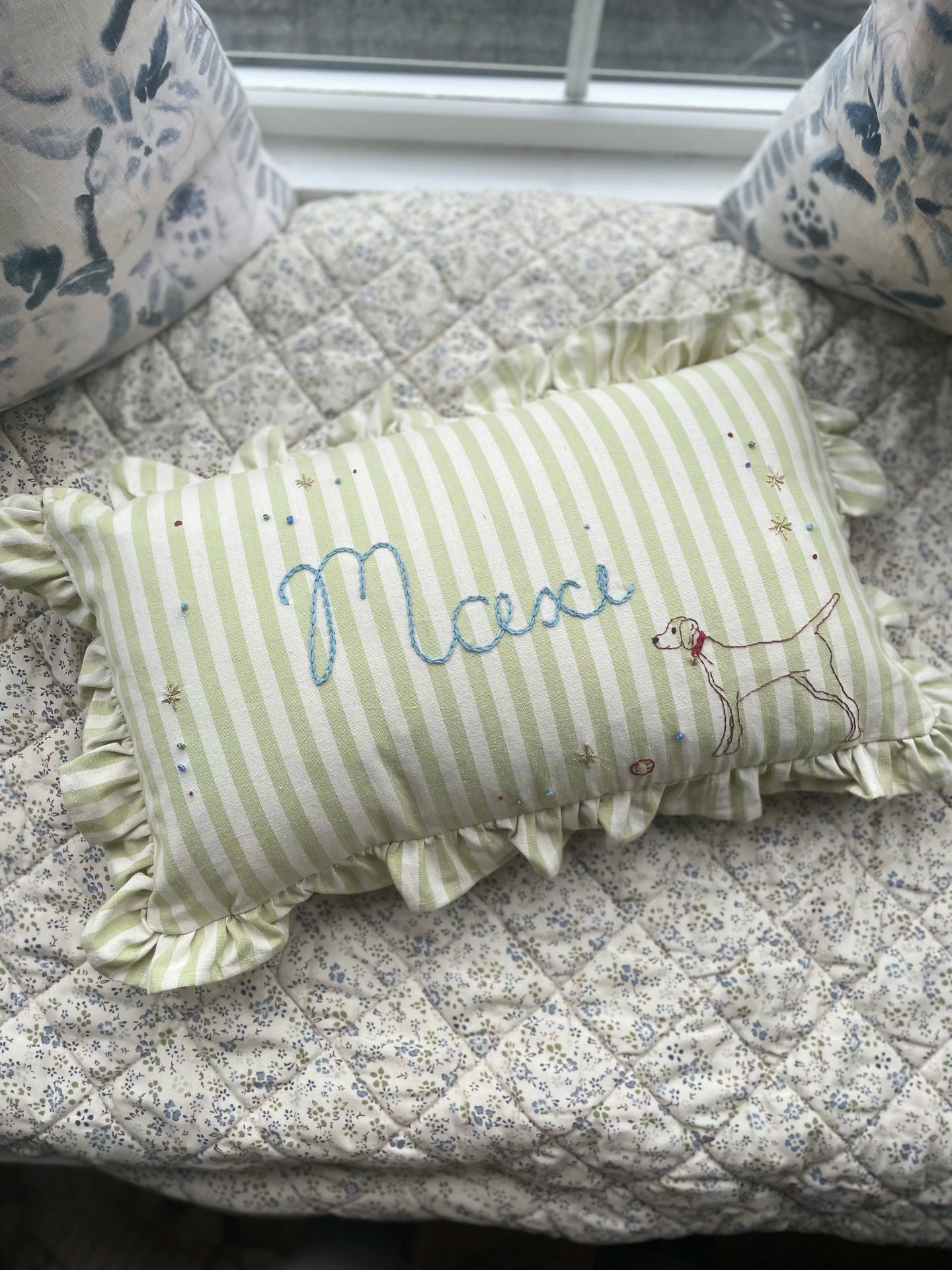Pet Portrait Hand Embroidered Cushion