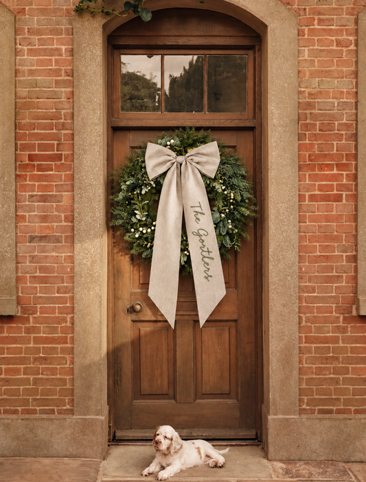 Personalised Linen Christmas Bow