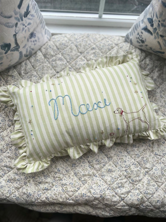 Pet Portrait Hand Embroidered Cushion