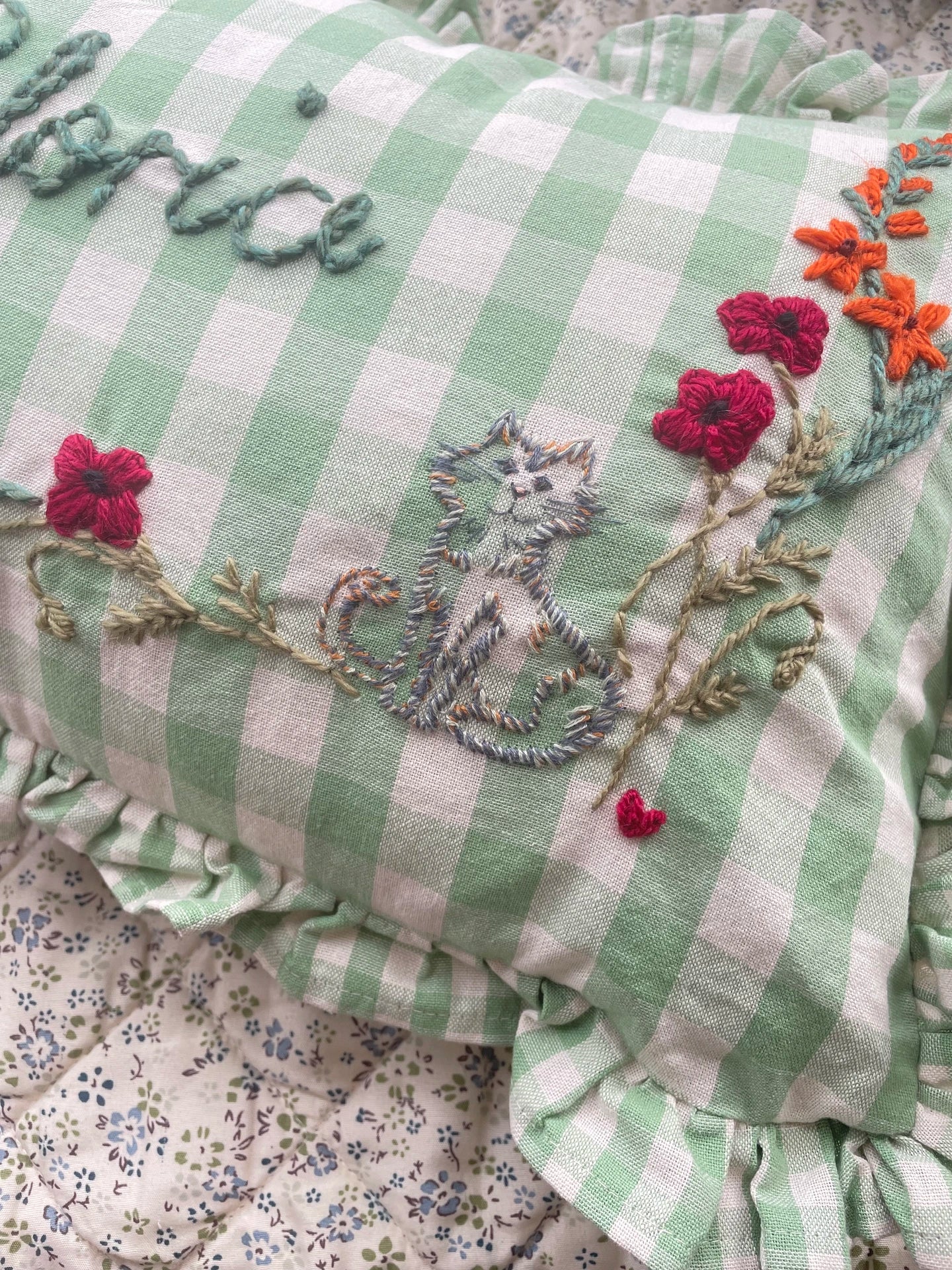 Pet Portrait Hand Embroidered Cushion