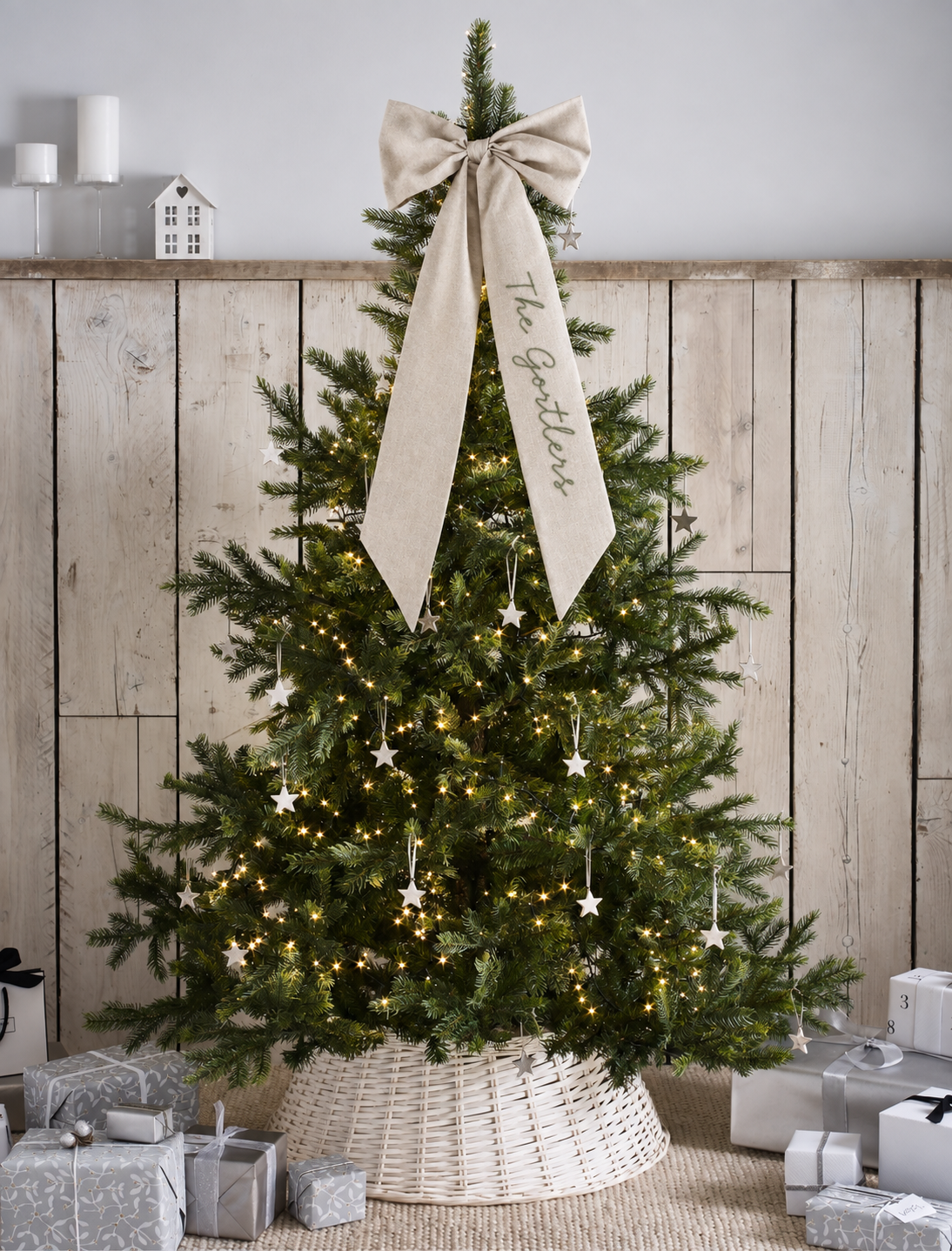 Personalised Linen Christmas Bow