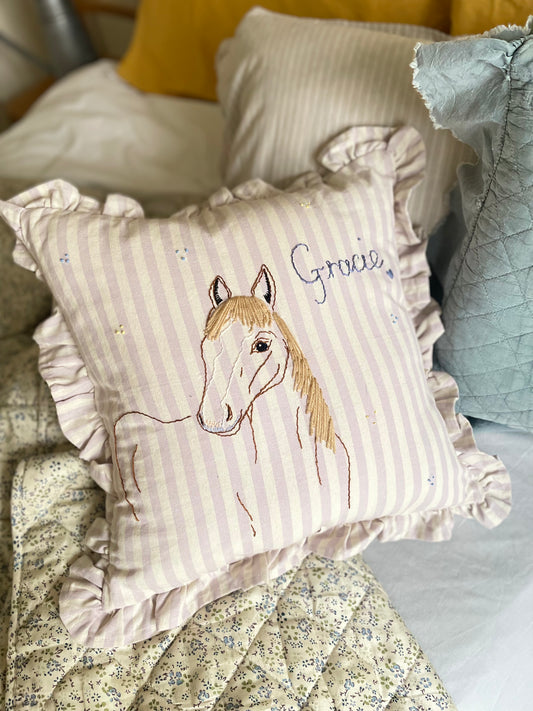 Pet Portrait Hand Embroidered Cushion