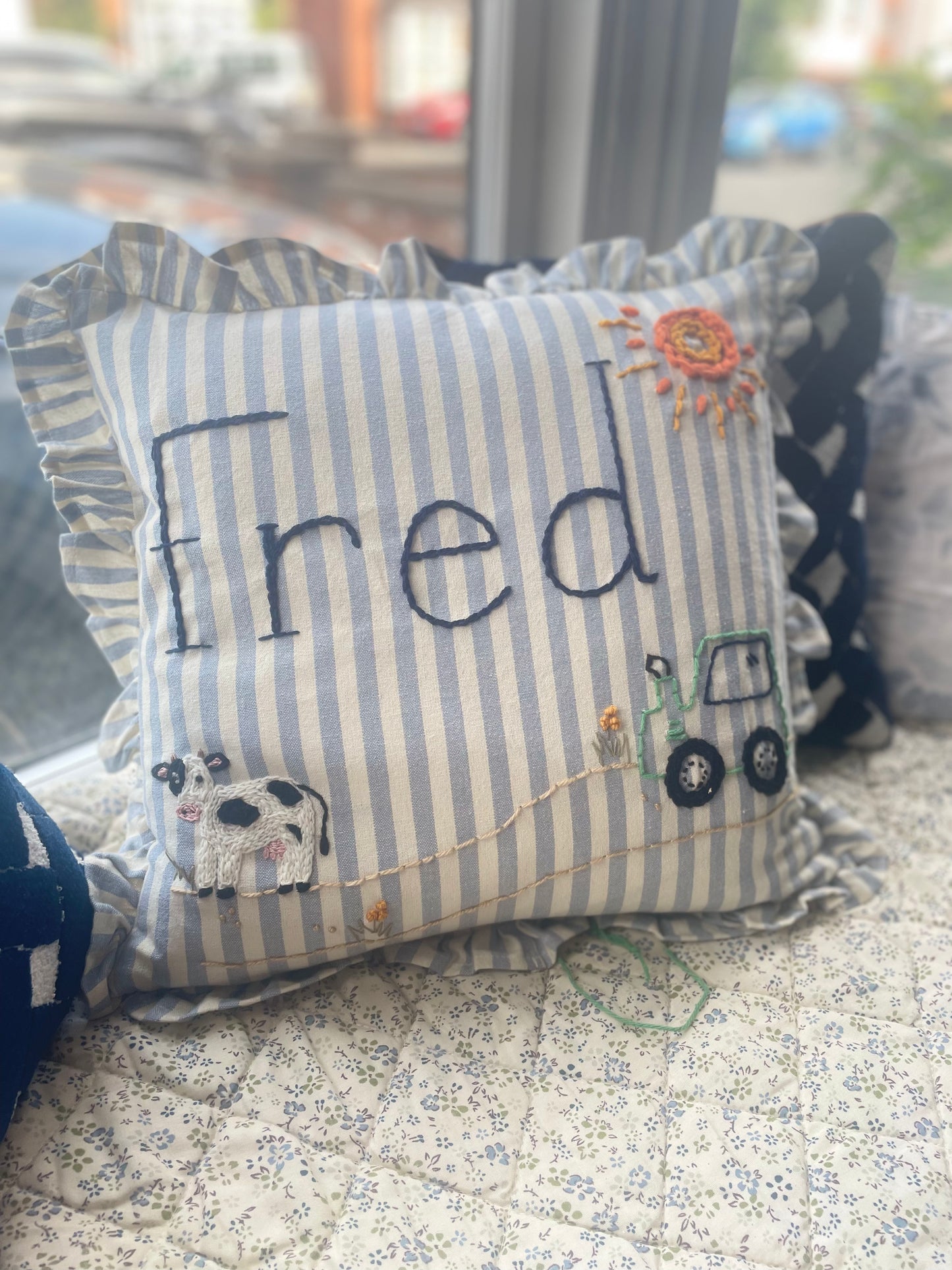 Farmyard Theme Hand Embroidered Cushion