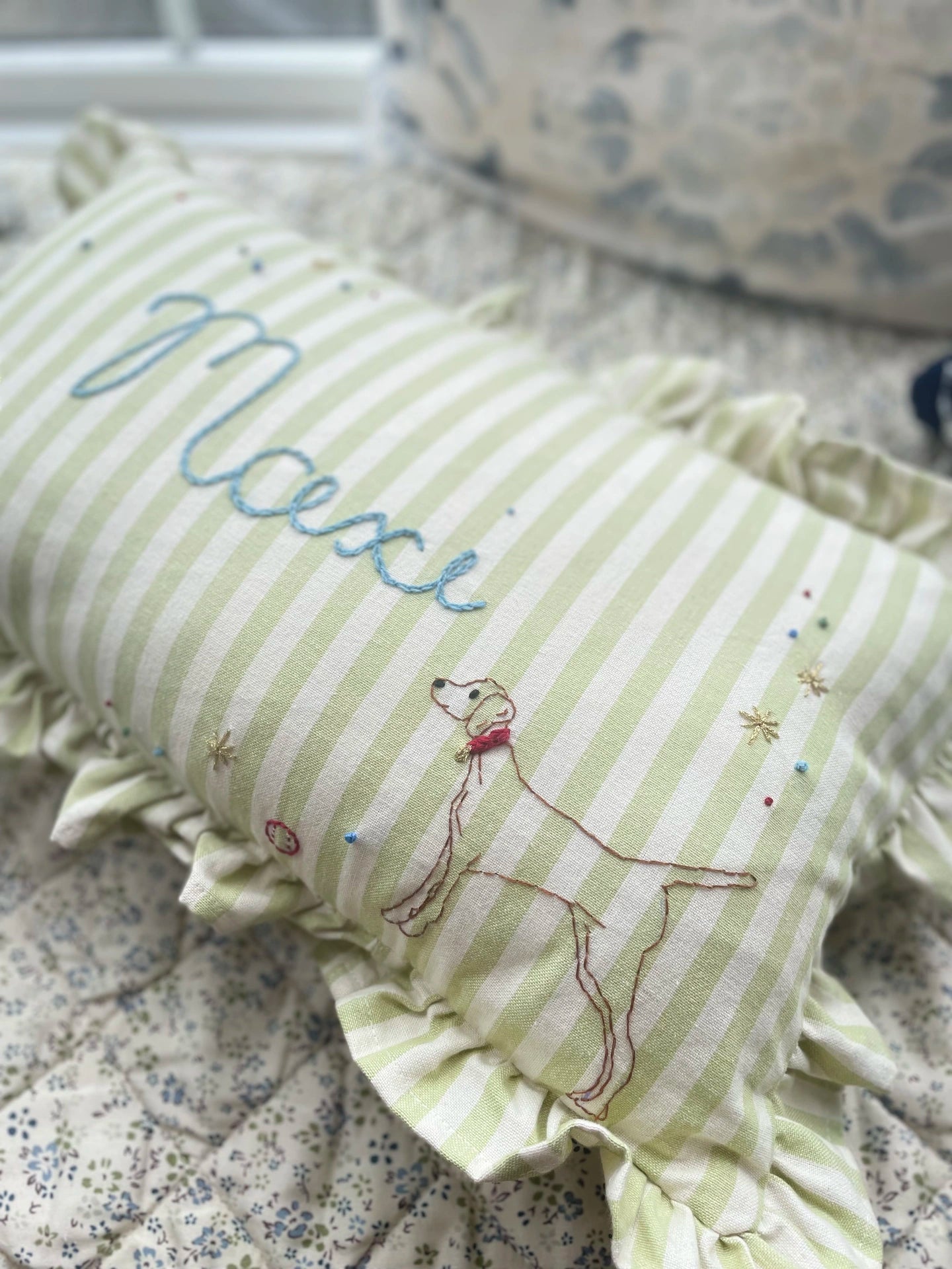 Pet Portrait Hand Embroidered Cushion